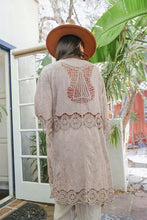 Load image into Gallery viewer, Crochet Open Patch Longline Kimono