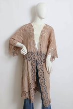 Load image into Gallery viewer, Crochet Open Patch Longline Kimono