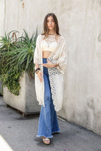 Load image into Gallery viewer, Crochet Open Patch Longline Kimono