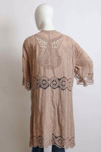 Load image into Gallery viewer, Crochet Open Patch Longline Kimono