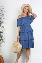 Load image into Gallery viewer, Off the Shoulder Three Layers Ruffle Dress