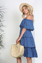 Load image into Gallery viewer, Off the Shoulder Three Layers Ruffle Dress