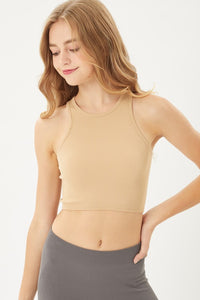 Knit Solid Cropped Seamless Tank Top