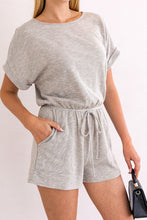 Load image into Gallery viewer, SHORT ROLL-UP SLEEVE ELASTIC WAIST ROMPER