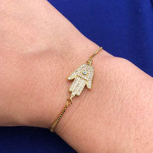 Load image into Gallery viewer, Serenity Hamsa Hand Slide Bracelet