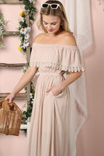 Load image into Gallery viewer, Off the Shoulder Flowy Maxi Dress