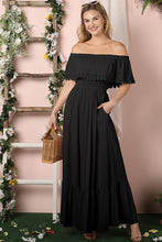 Load image into Gallery viewer, Off the Shoulder Flowy Maxi Dress