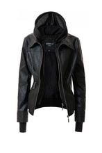 Load image into Gallery viewer, Women&#39;s Hood PU Leather Jacket