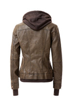 Load image into Gallery viewer, Women&#39;s Hood PU Leather Jacket