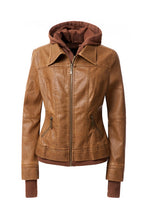 Load image into Gallery viewer, Women&#39;s Hood PU Leather Jacket