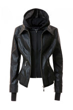 Load image into Gallery viewer, Women&#39;s Hood PU Leather Jacket