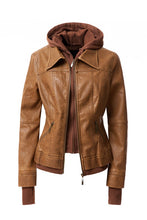 Load image into Gallery viewer, Women&#39;s Hood PU Leather Jacket