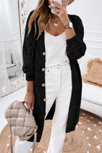 Load image into Gallery viewer, Eyelet sweater button cream black pink cardigan