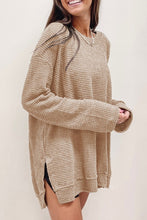 Load image into Gallery viewer, Waffle Knit Drop Sleeve Side Slits Oversized Top