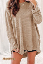 Load image into Gallery viewer, Waffle Knit Drop Sleeve Side Slits Oversized Top