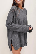 Load image into Gallery viewer, Waffle Knit Drop Sleeve Side Slits Oversized Top