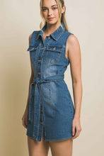 Load image into Gallery viewer, Denim Strapless Dress with Waist Tie