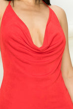 Load image into Gallery viewer, Cowl Halter Neck Backless Mini Dress