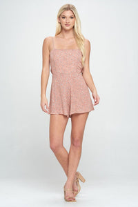 Tie back ditsy floral casual romper