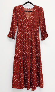 Red Polka Dot  Boho Ruffle Dress - Accents Dallas