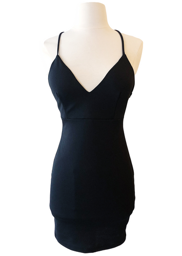 Strappy Black Mini Bodycon Dress - Accents Dallas