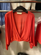 Load image into Gallery viewer, Red wrap long sleeve blouse 
