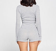 Load image into Gallery viewer, Heather Grey Long Sleeve Romper freeshipping - Accents Dallas