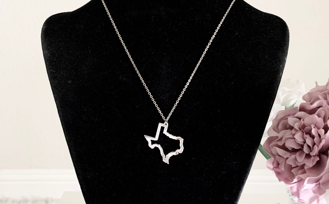 Silver Texas Outline Necklace Accessories Gifts