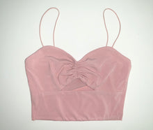 Load image into Gallery viewer, Blush open front ruched spaghetti strap crop top 