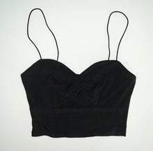 Load image into Gallery viewer, Black open front crop top spaghetti strap 