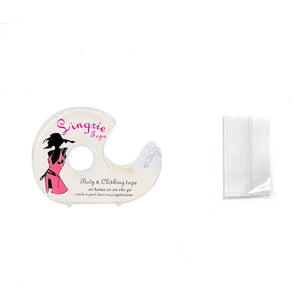 Lingerie tape with dispenser plus pack of strips double sided tape 