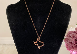 Gold Texas Outline Necklace Accessories Gifts