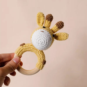 Baby giraffe crochet rattle