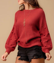 Load image into Gallery viewer, Pom Pom Balloon Sleeve Sweater freeshipping - Accents Dallas