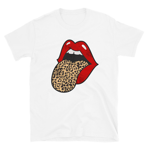 Red Lips Leopard Tongue Short-Sleeve Unisex T-Shirt - Accents Dallas