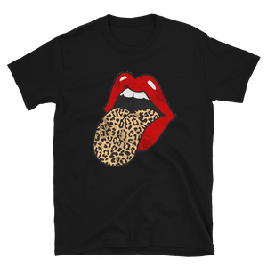 Red Lips Leopard Tongue Short-Sleeve Unisex T-Shirt - Accents Dallas